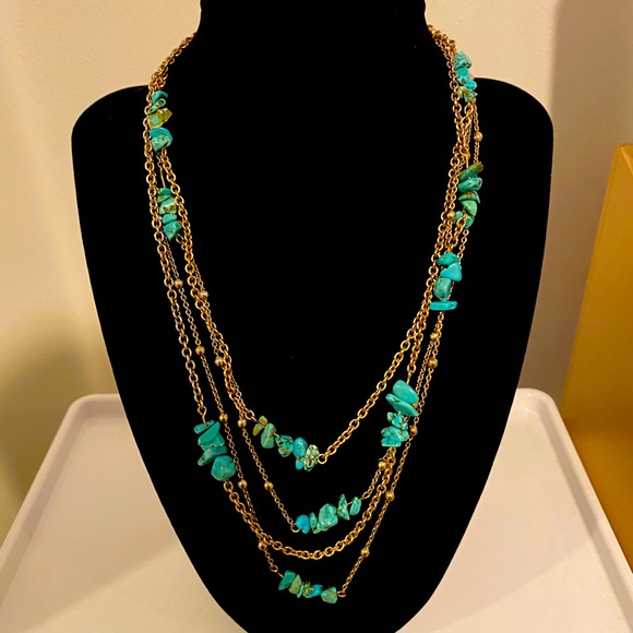Turquoise Long Chain Necklace - Picture 2 of 4